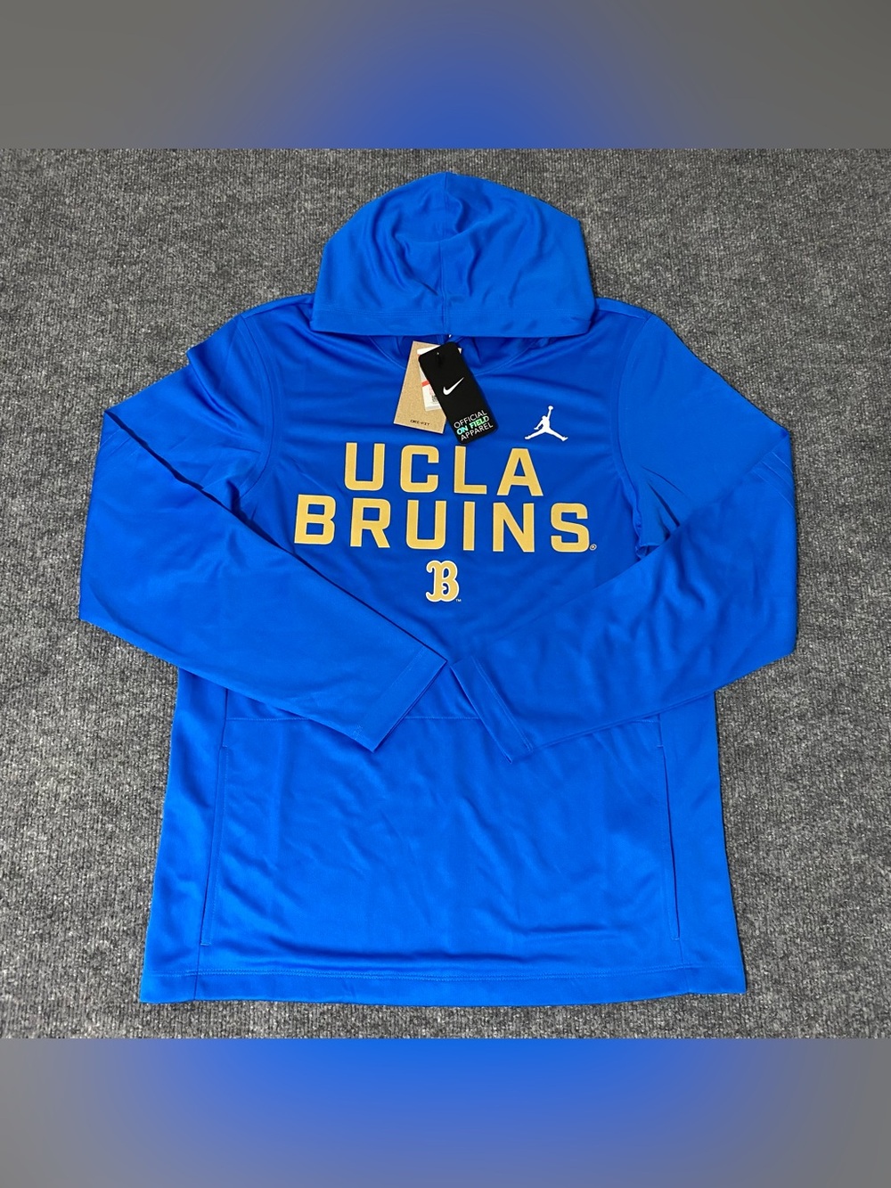 Nike Jordan On Field UCLA Bruins Sideline Mens Medium Hooded Shirt Pullover NWT